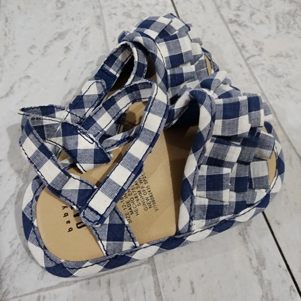 Baby Gap Gingham Checkered Navy Blue & White Kids Sandals Size 4 (12-18 Mo.) NWT - Picture 7 of 10